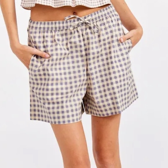 WeWoreWhat Pants - NWT WeWoreWhat Cotton Boxer Short in Whisper White Check Gingham